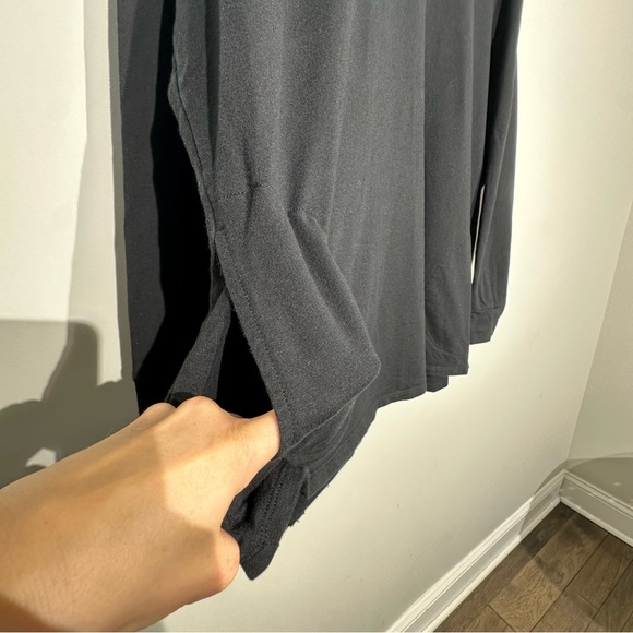 Belle by KIM GRAVEL Knit Top/Sweatshirt with Faux Leather Hood Women Bla… - Picture 5 of 13